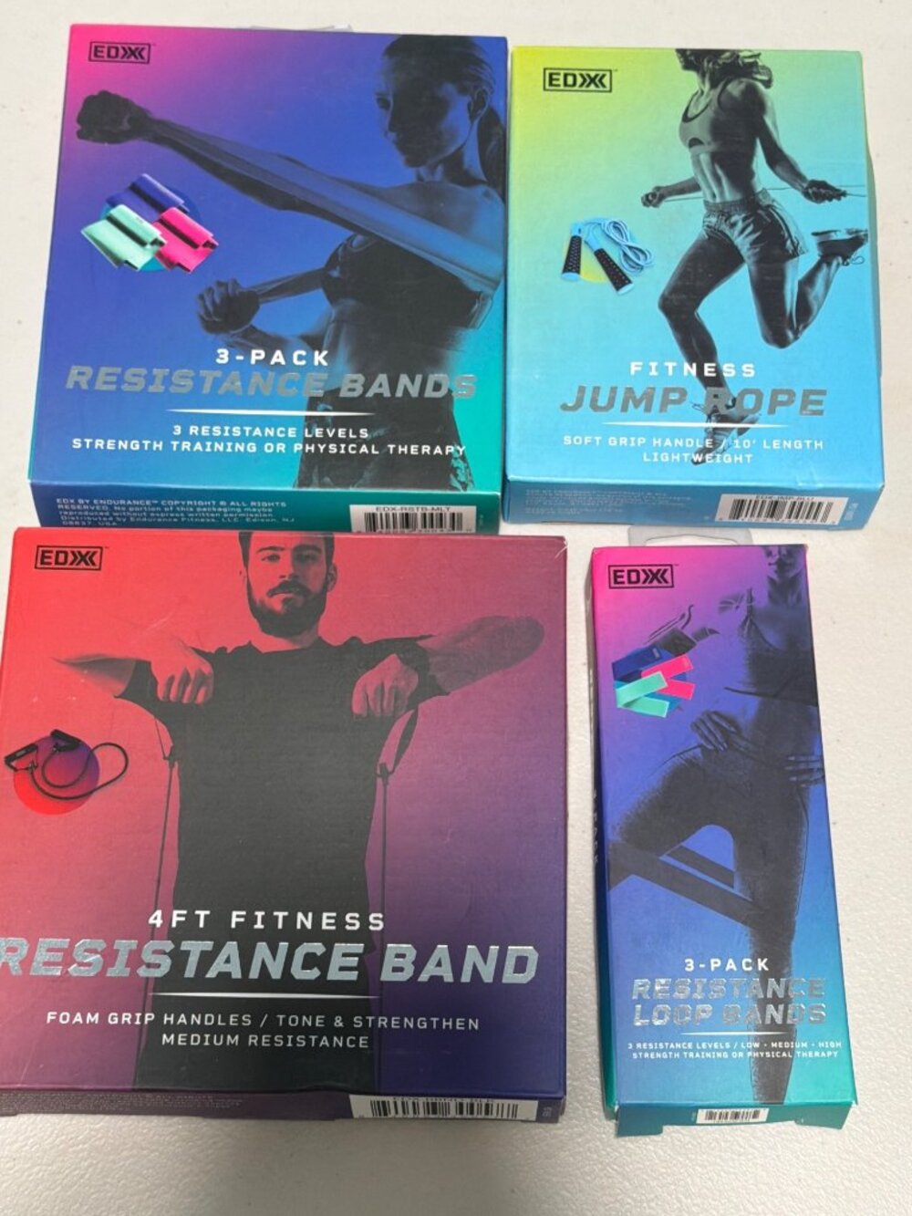 Set of 4 Exercise Resistance Band and Jump Rope Set